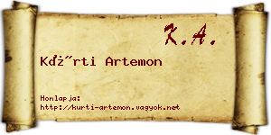 Kürti Artemon névjegykártya